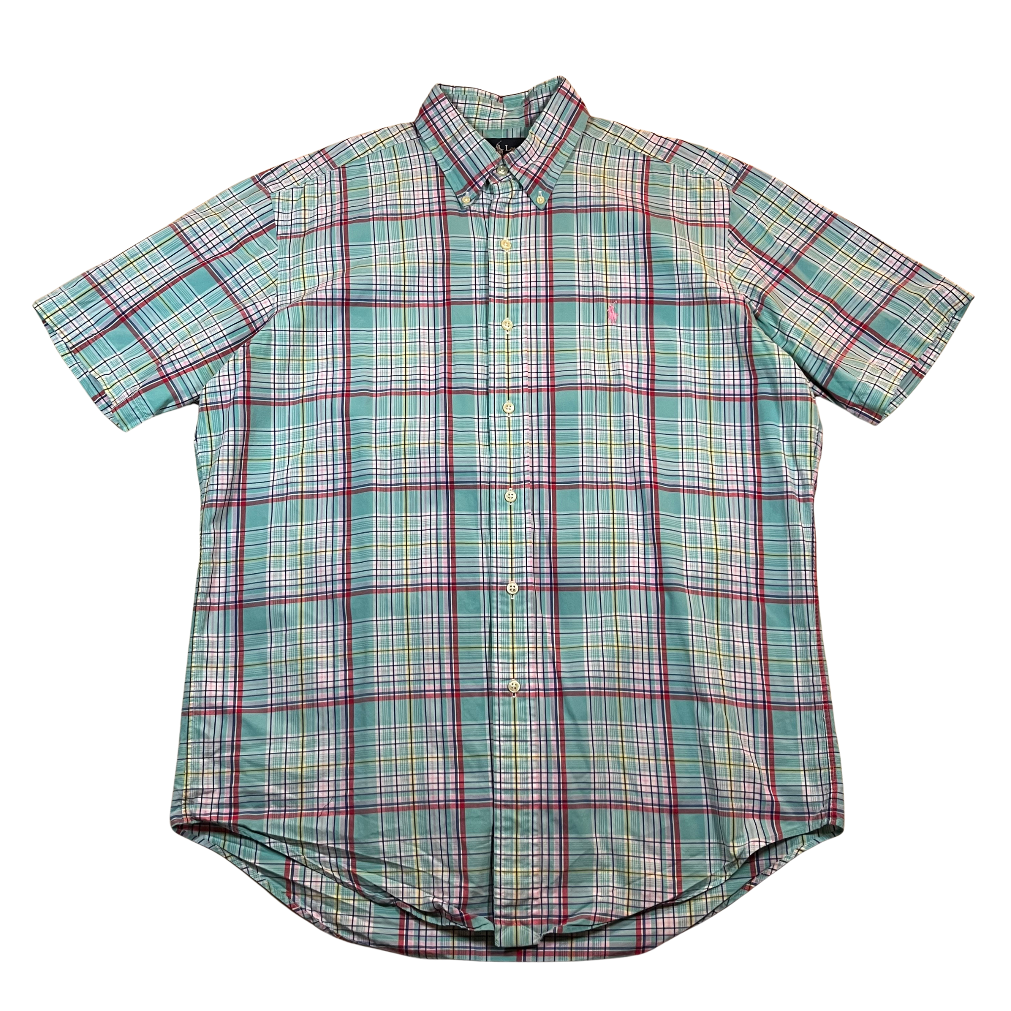 Vintage Ralph Lauren Pastel Check Short Sleeve Button-Up Shirt (M/L)