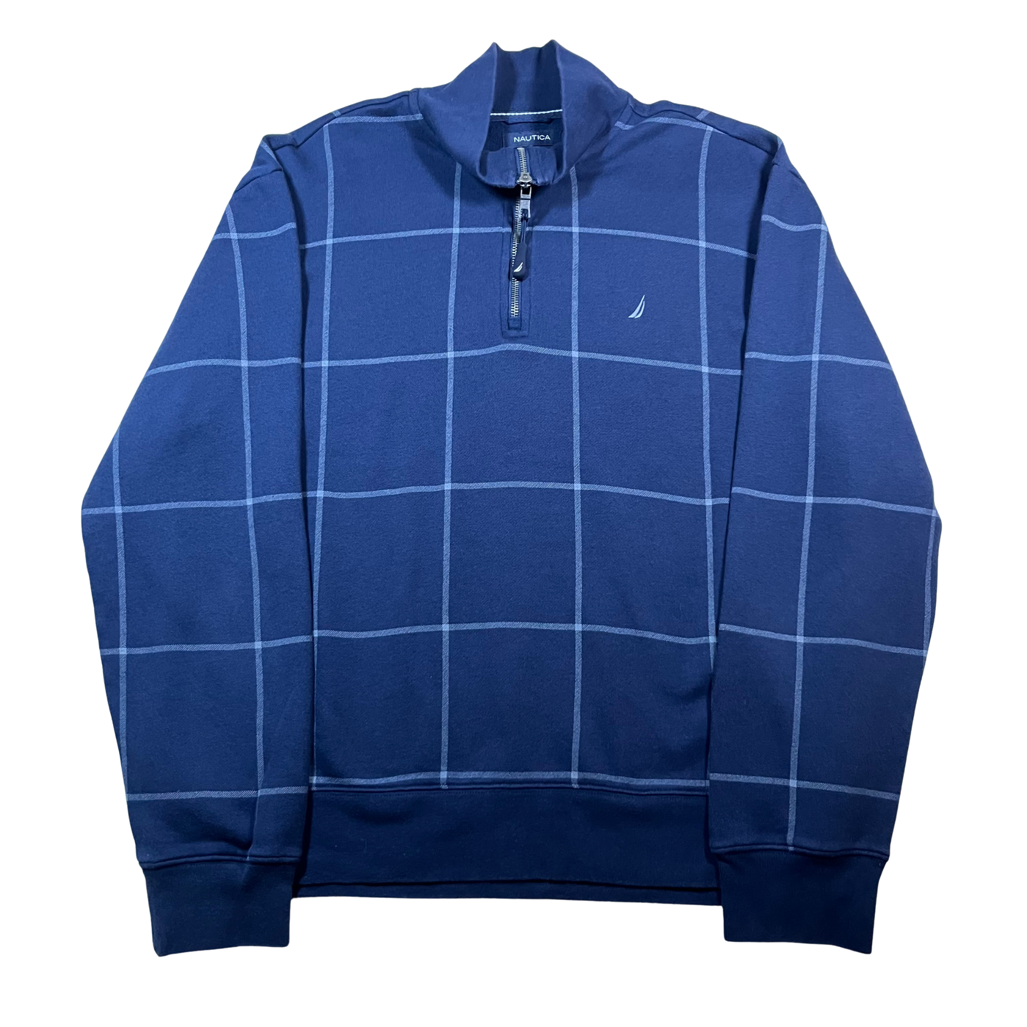 Nautica Windowpane Check Quarter-Zip Sweatshirt (M)