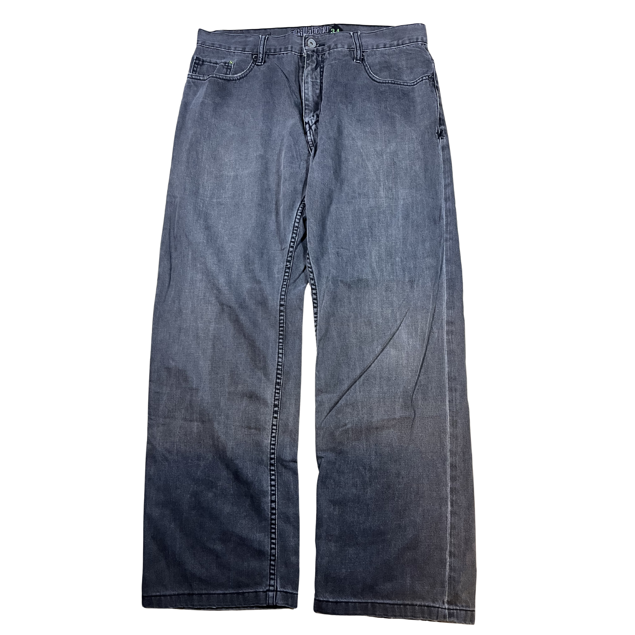 Billabong Vintage Embroidered Baggy Denim Jeans (34)
