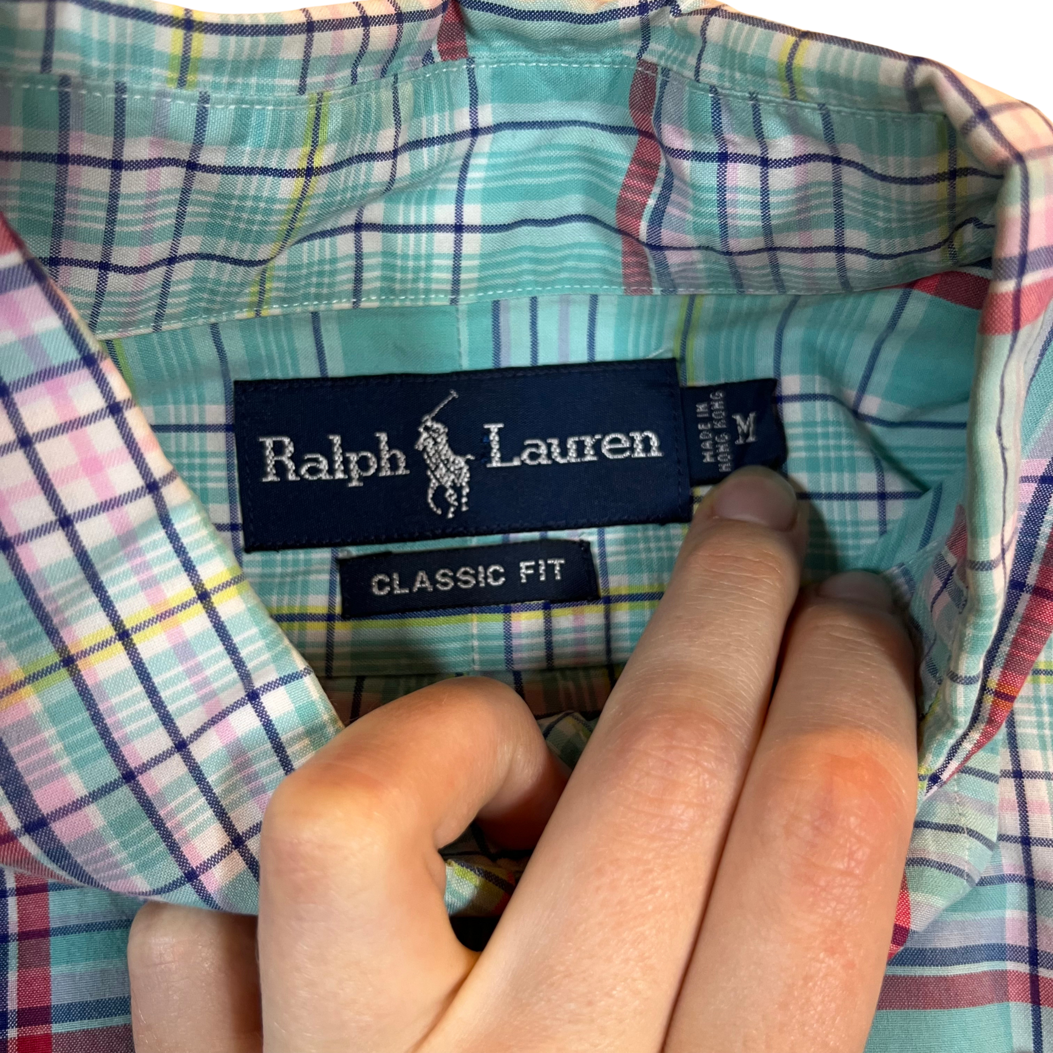 Vintage Ralph Lauren Pastel Check Short Sleeve Button-Up Shirt (M/L)