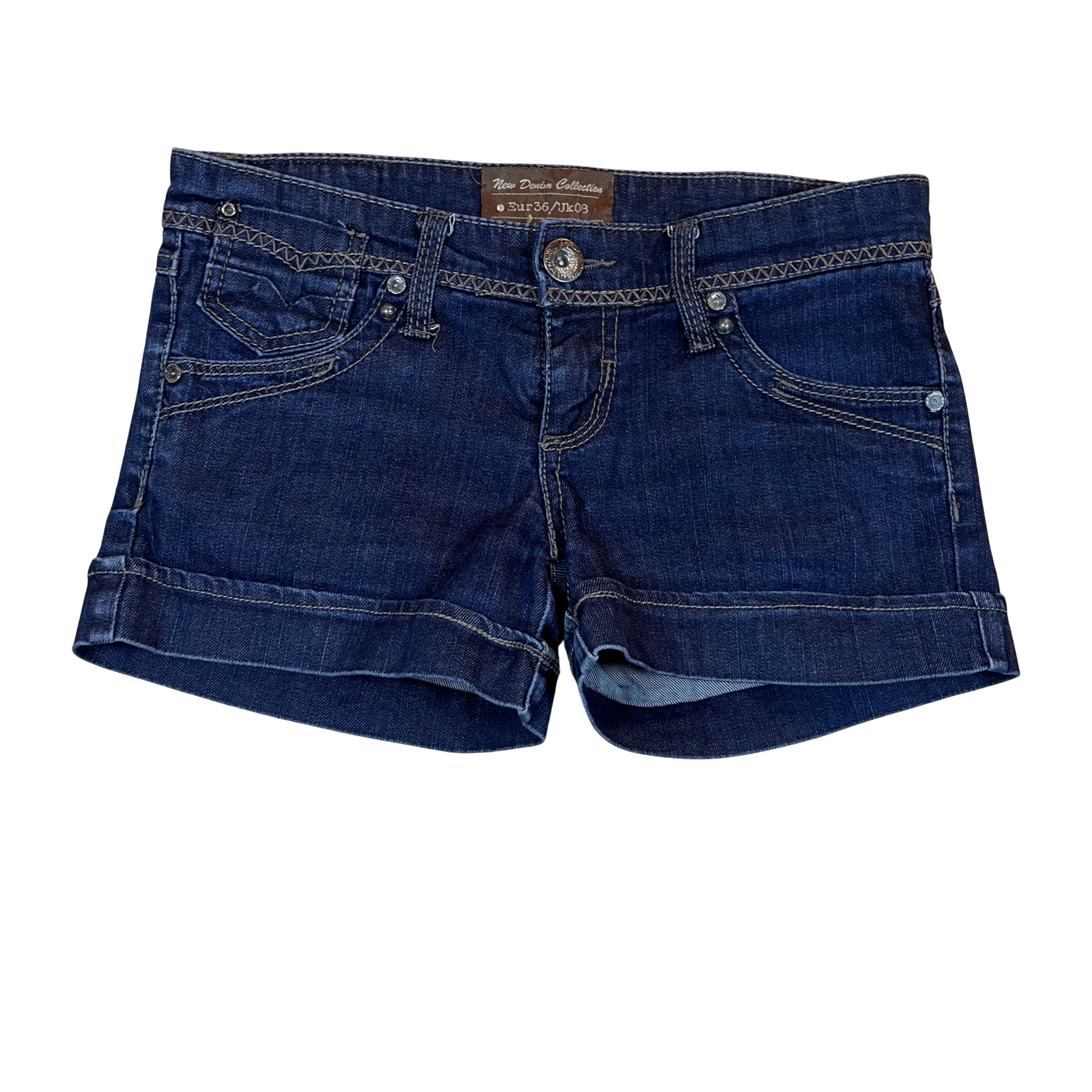 Stradivarius Vintage Dark Rinse Low-Rise Denim Shorts (10)