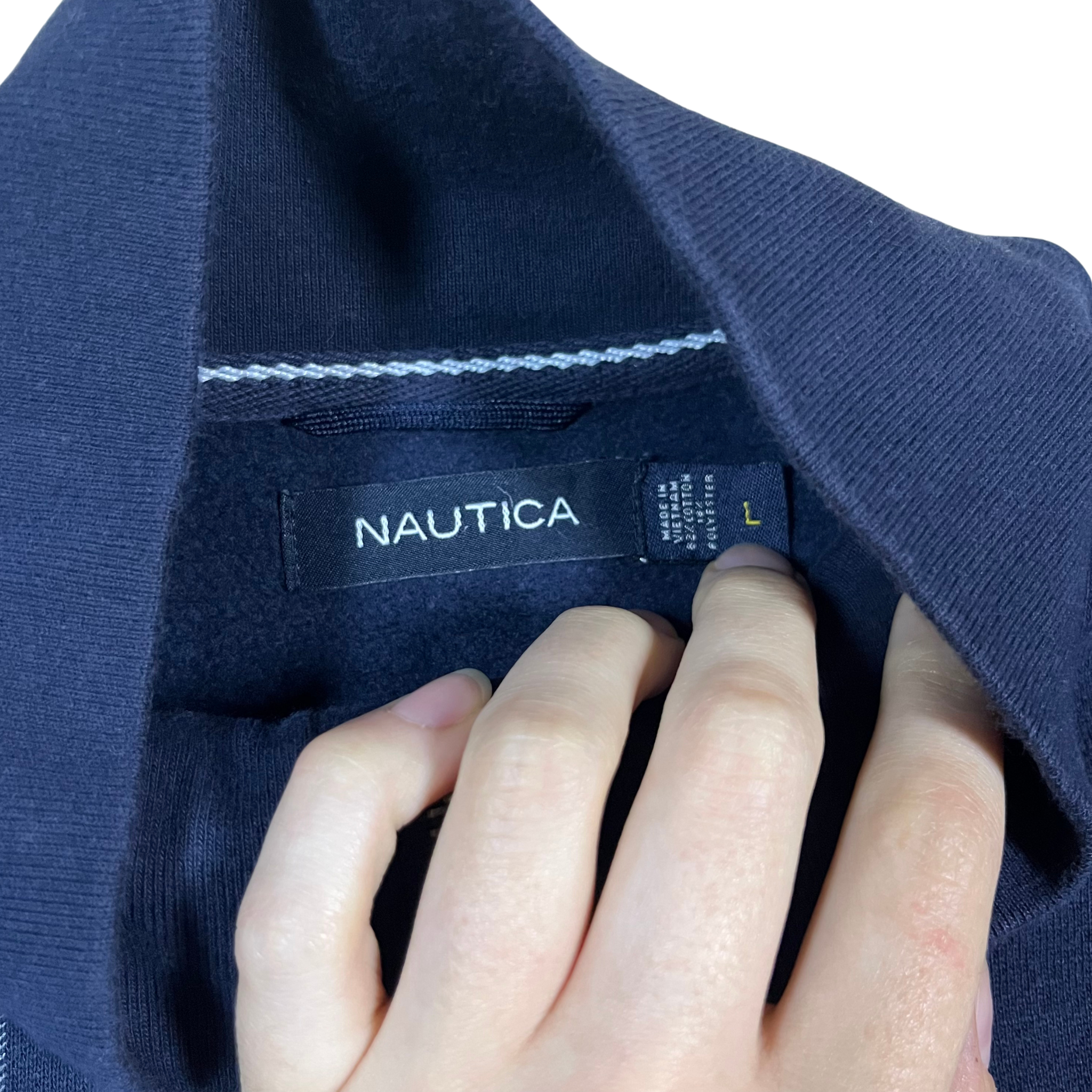 Nautica Windowpane Check Quarter-Zip Sweatshirt (M)