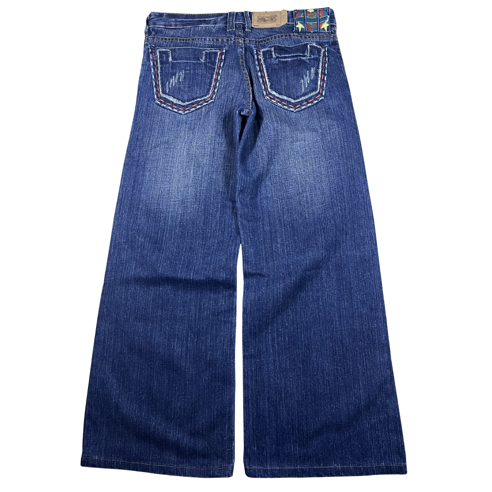 Clef De Sol Vintage Studded Wide Leg Denim Jeans (34)