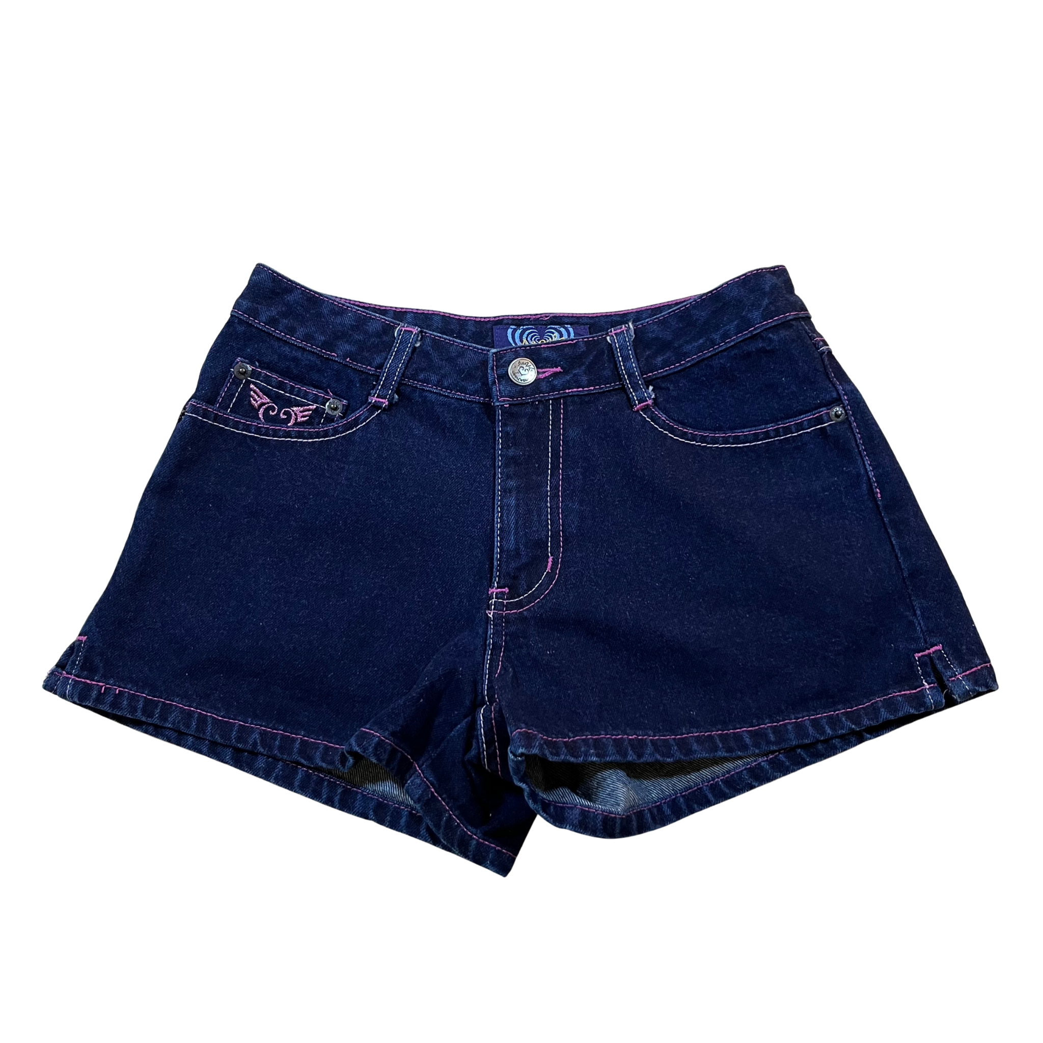 Angels Vintage Dark Indigo Embroidered Denim Shorts (8)