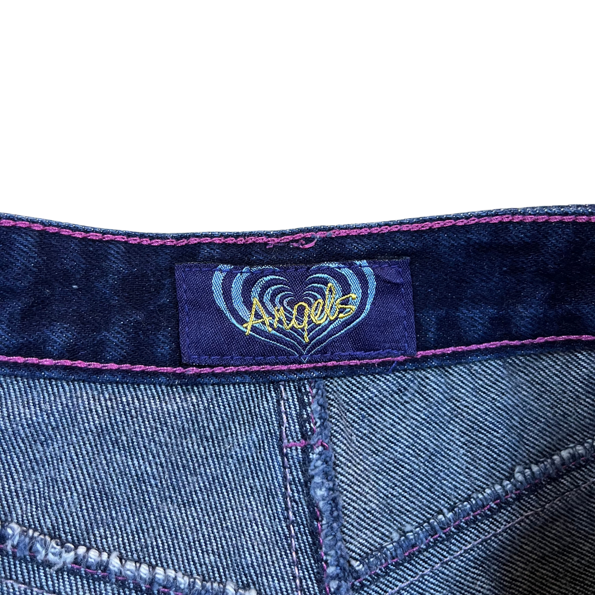 Angels Vintage Dark Indigo Embroidered Denim Shorts (8)