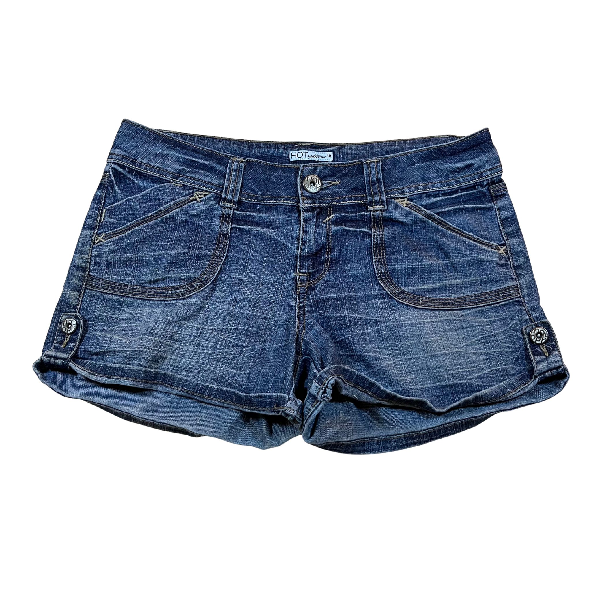 Hot Options Vintage Whiskered Low-Rise Denim Shorts (12)