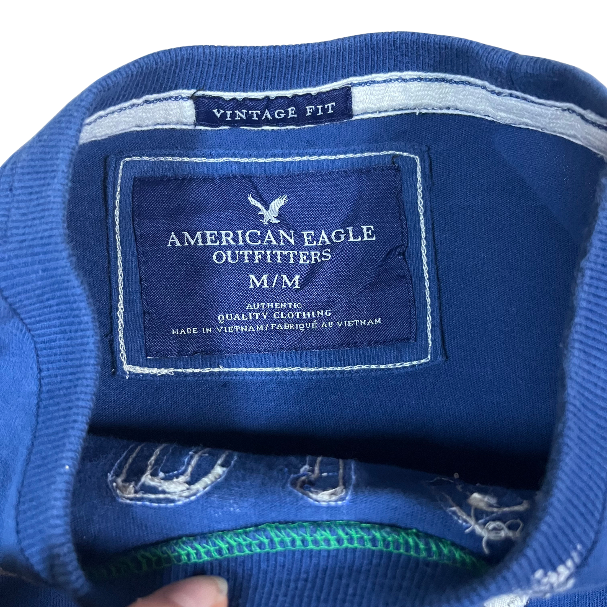 American Eagle Vintage Navy Distressed Long Sleeve (M)