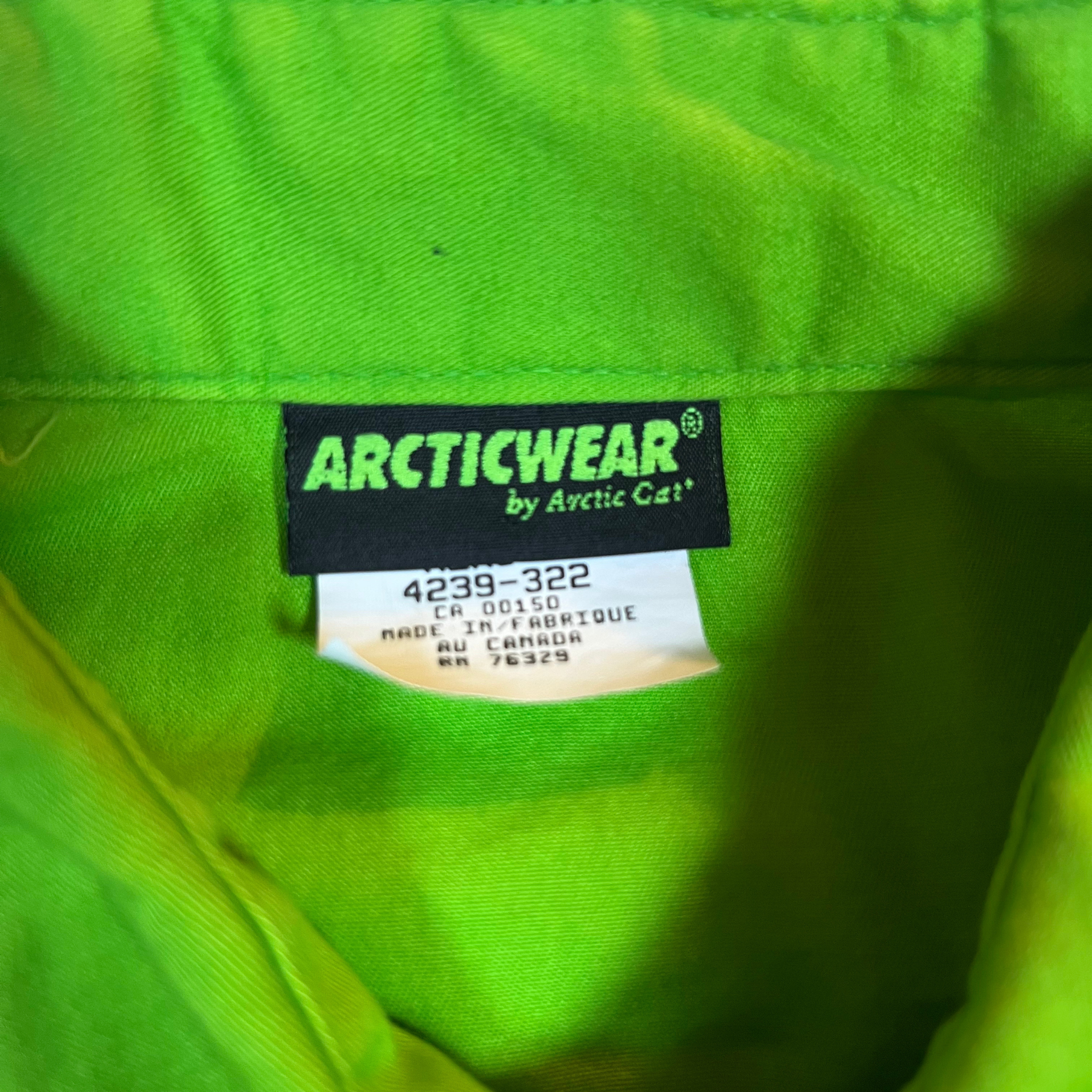 Arctic Cat Vintage Lime Green Racing Short Sleeve Work Shirt (L)