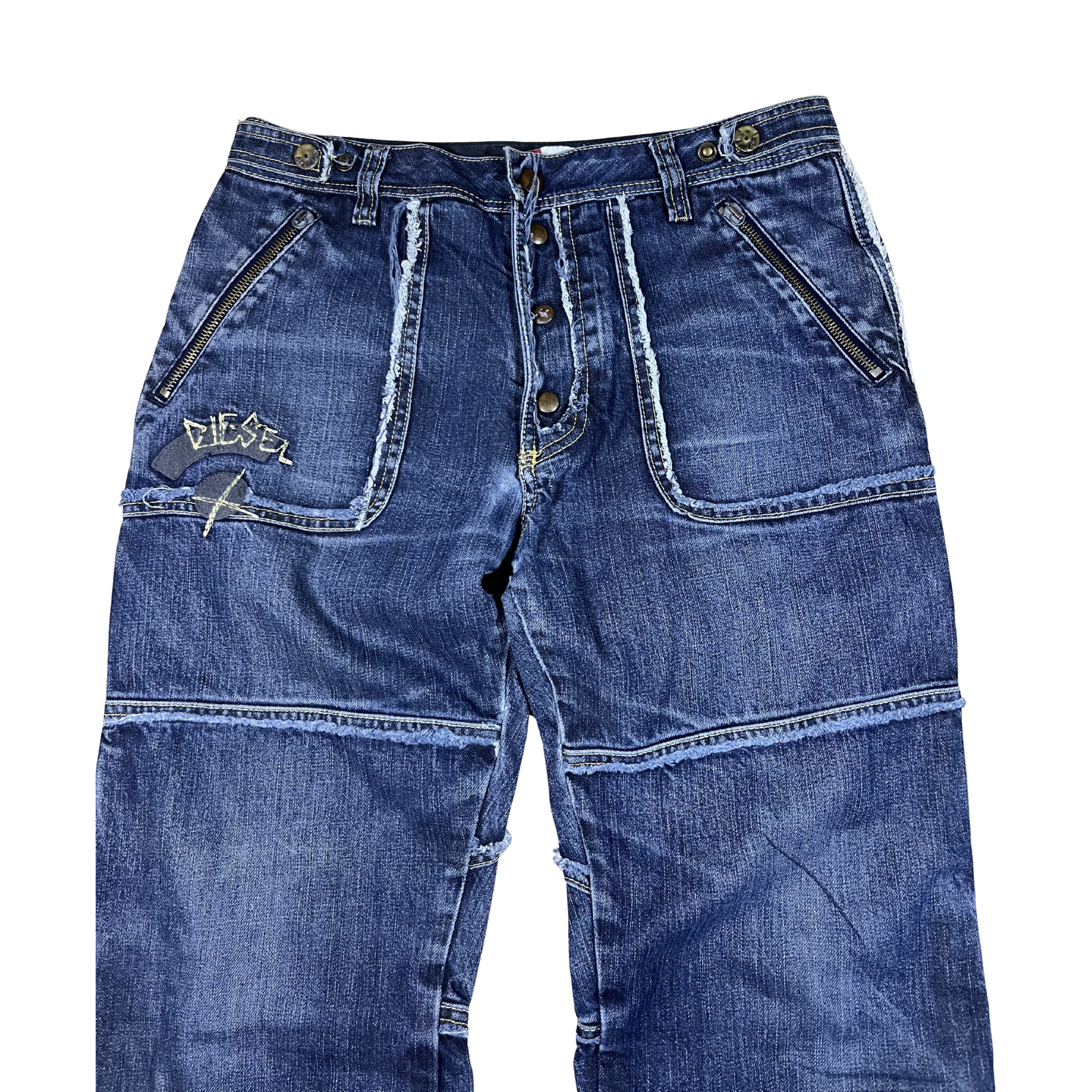 Diesel Distressed Raw-Edge Paneled Jeans (Y2K Vintage) - W32