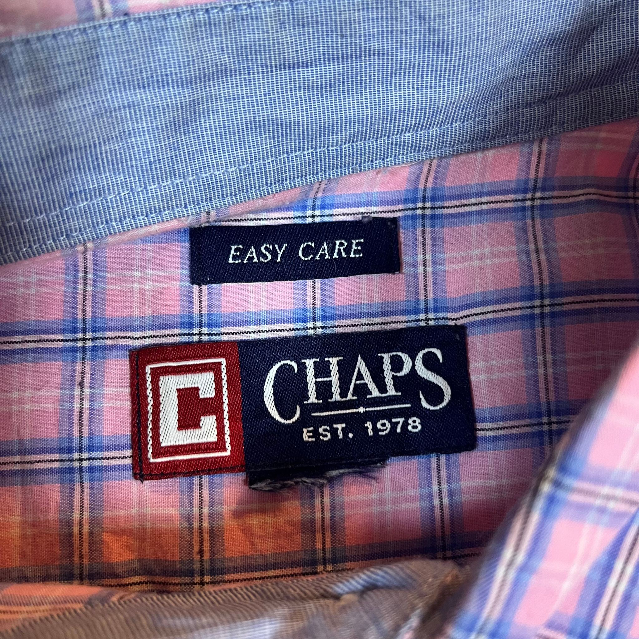 Chaps Vintage Pink/Blue Plaid Short Sleeve Shirt (M)