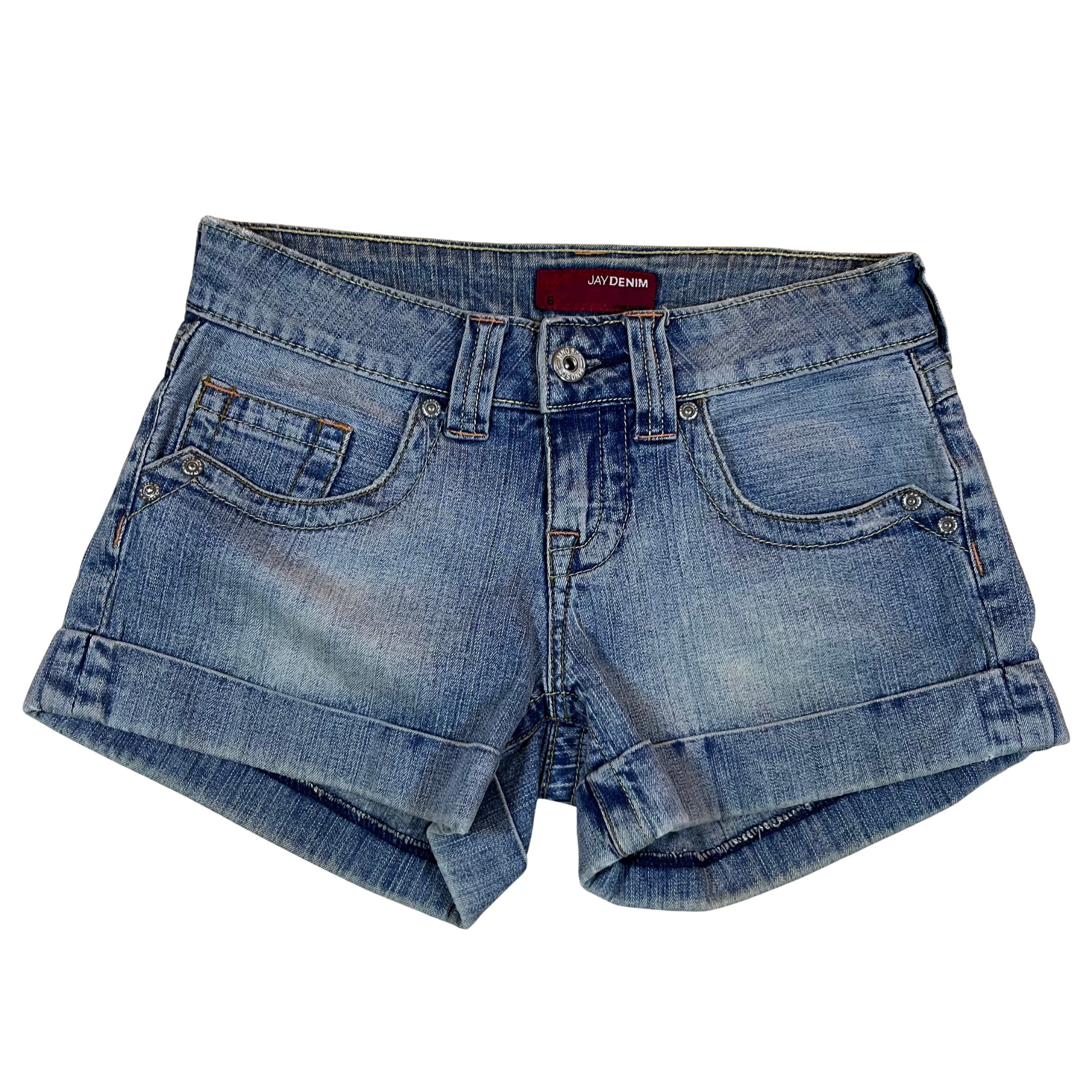 Jaydenim Vintage Light Wash Low-Rise Denim Shorts (8)