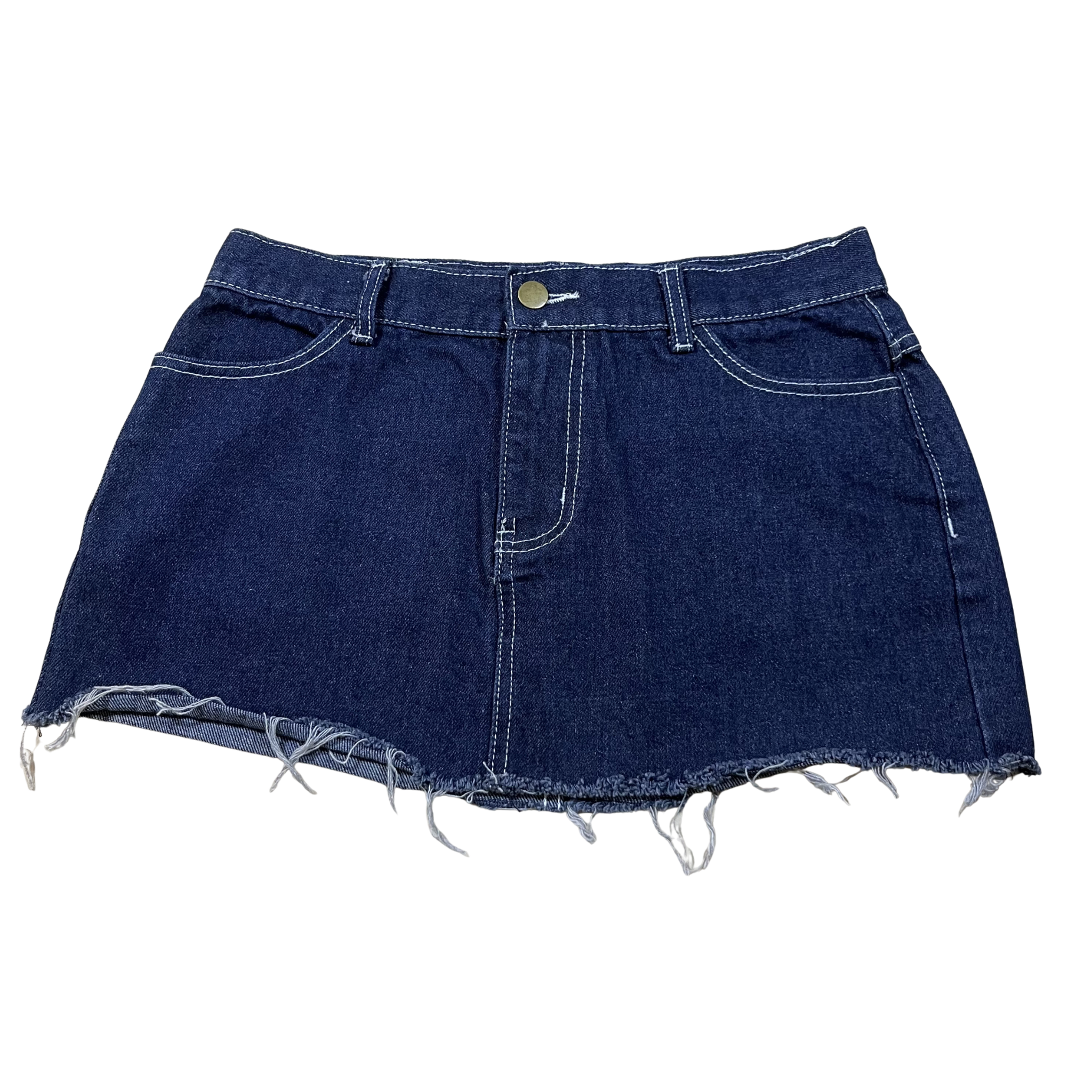 Every Morning Vintage Raw Hem Denim Mini Skirt (10)