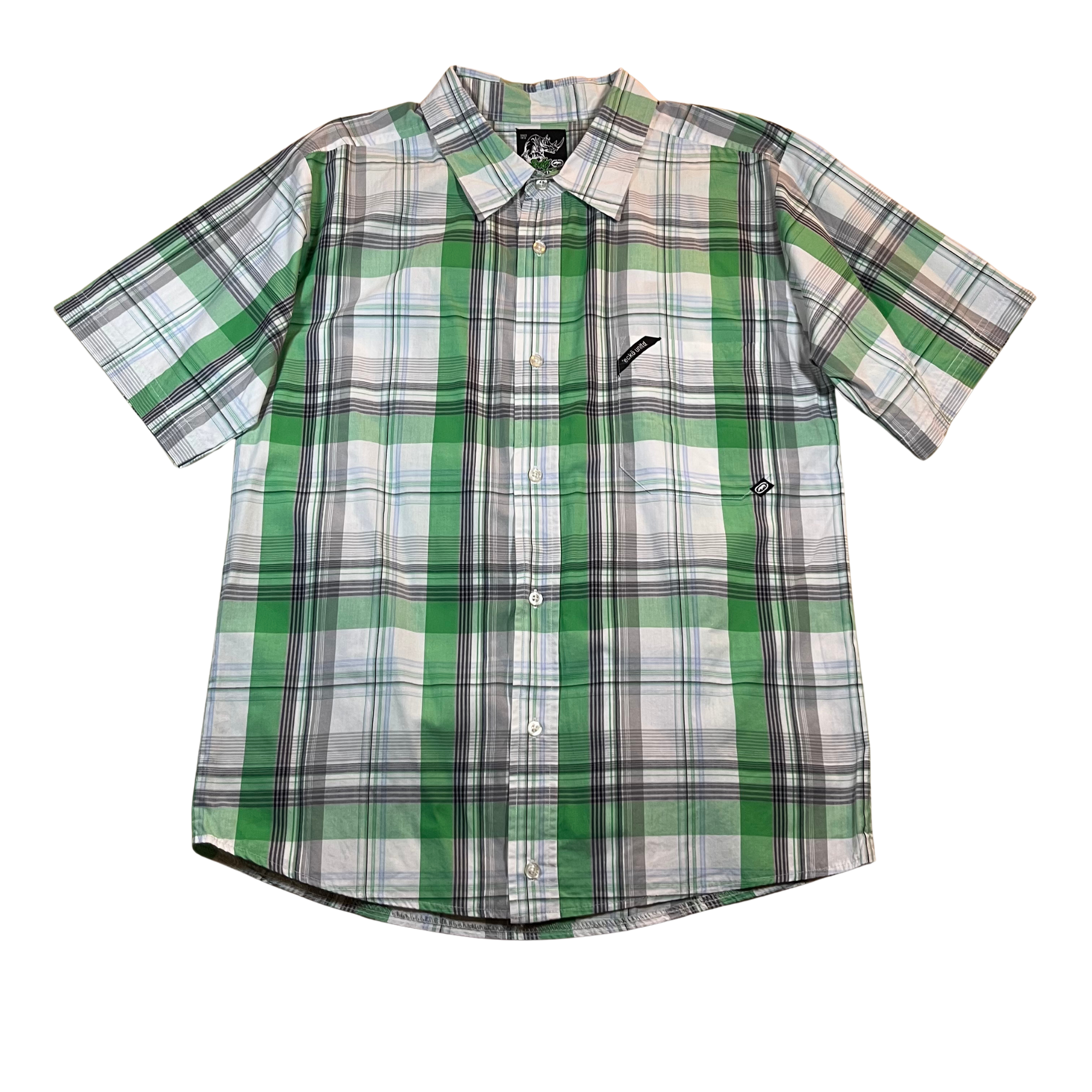 Ecko Unltd Green Plaid Short Sleeve Shirt (M/L)