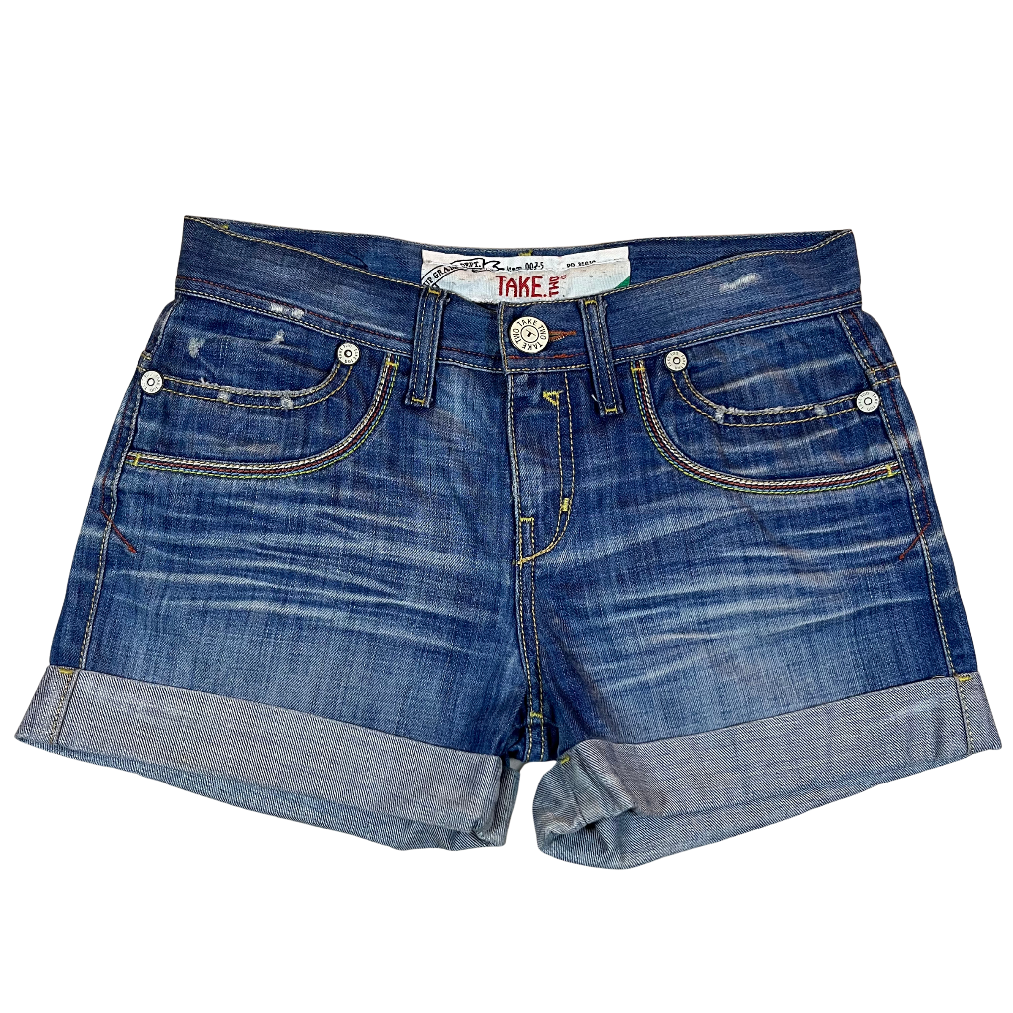 Take Two Vintage Distressed Low-Rise Denim Shorts (8-10)