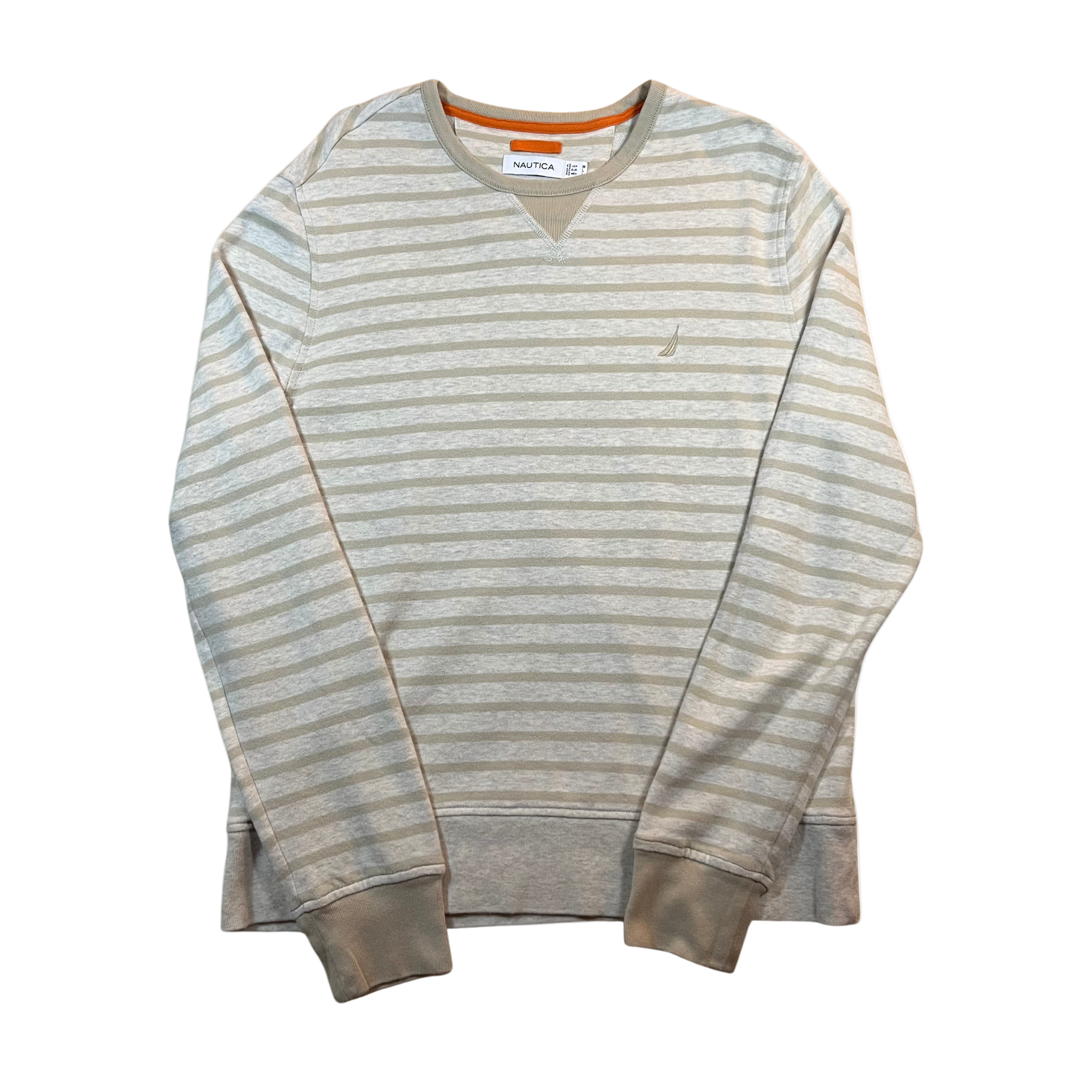 Nautica Striped Cream Crewneck Sweatshirt (L)