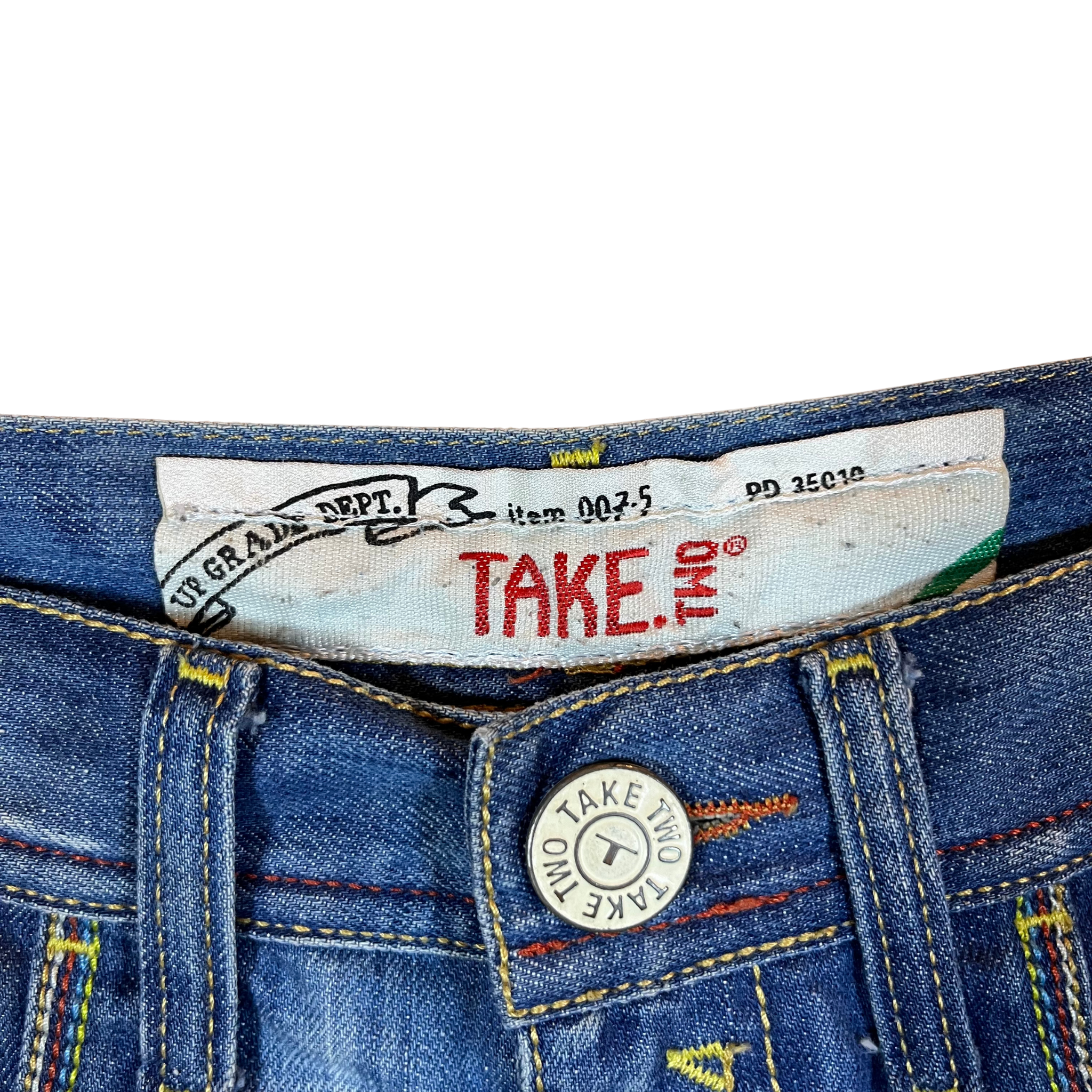 Take Two Vintage Distressed Low-Rise Denim Shorts (8-10)