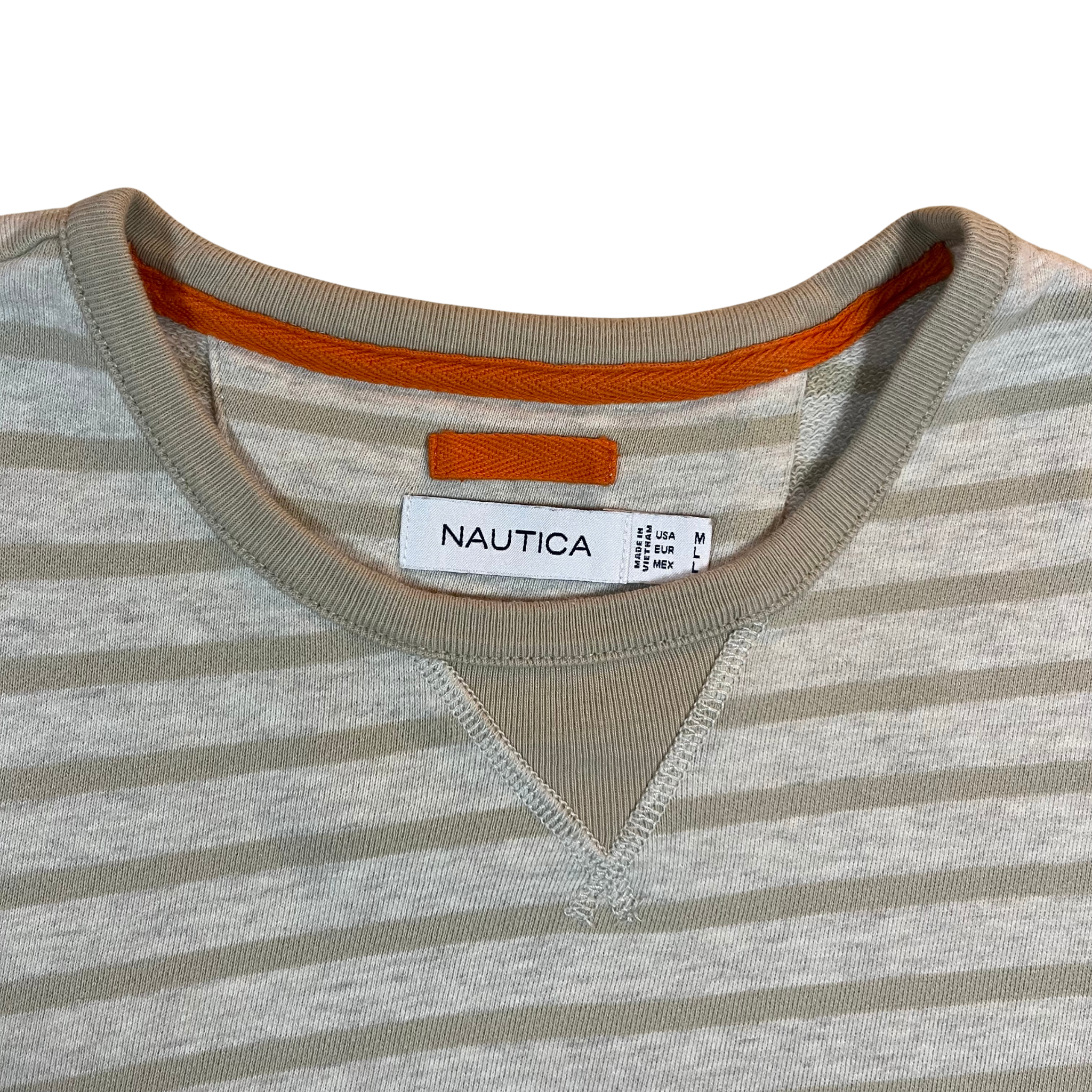 Nautica Striped Cream Crewneck Sweatshirt (L)
