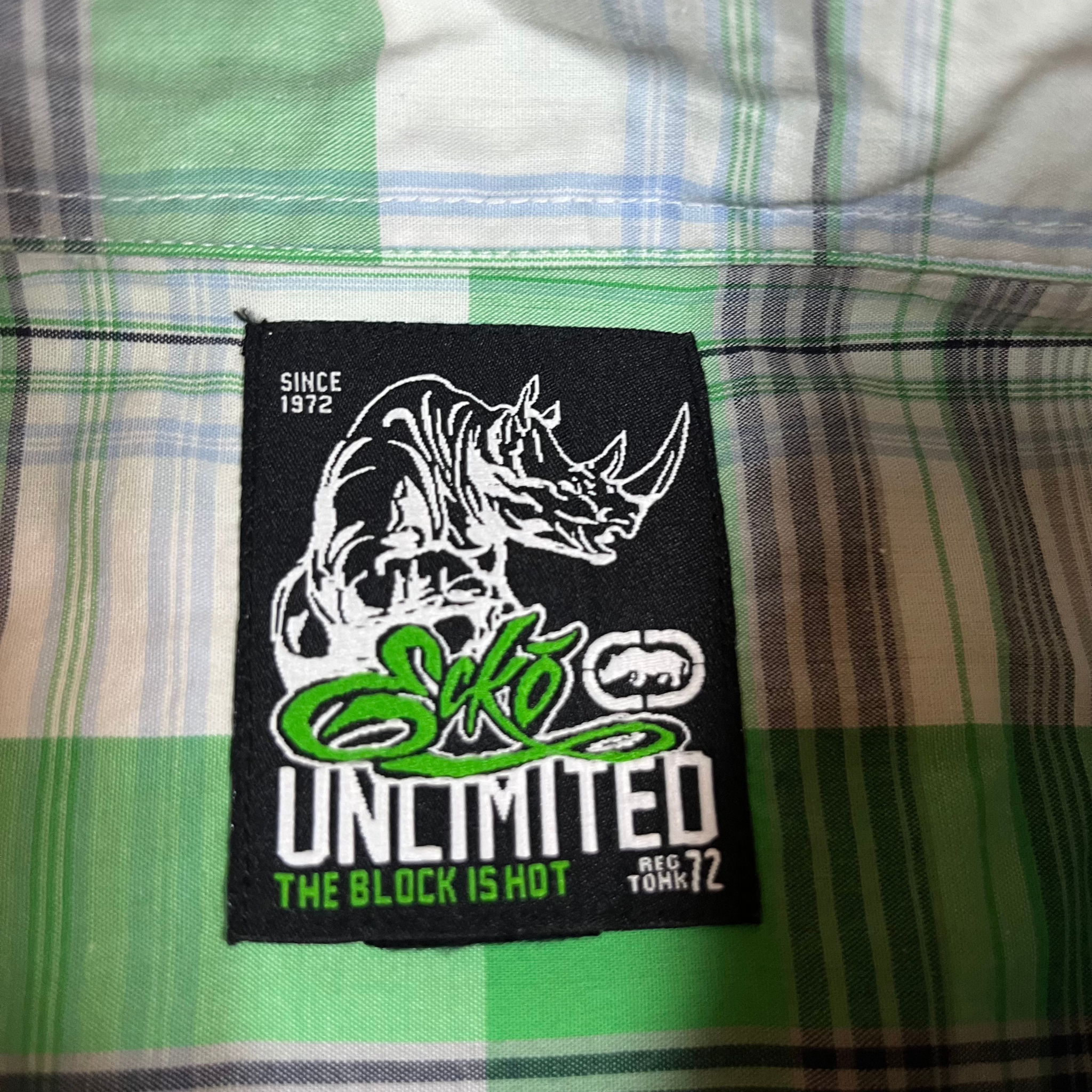 Ecko Unltd Green Plaid Short Sleeve Shirt (M/L)