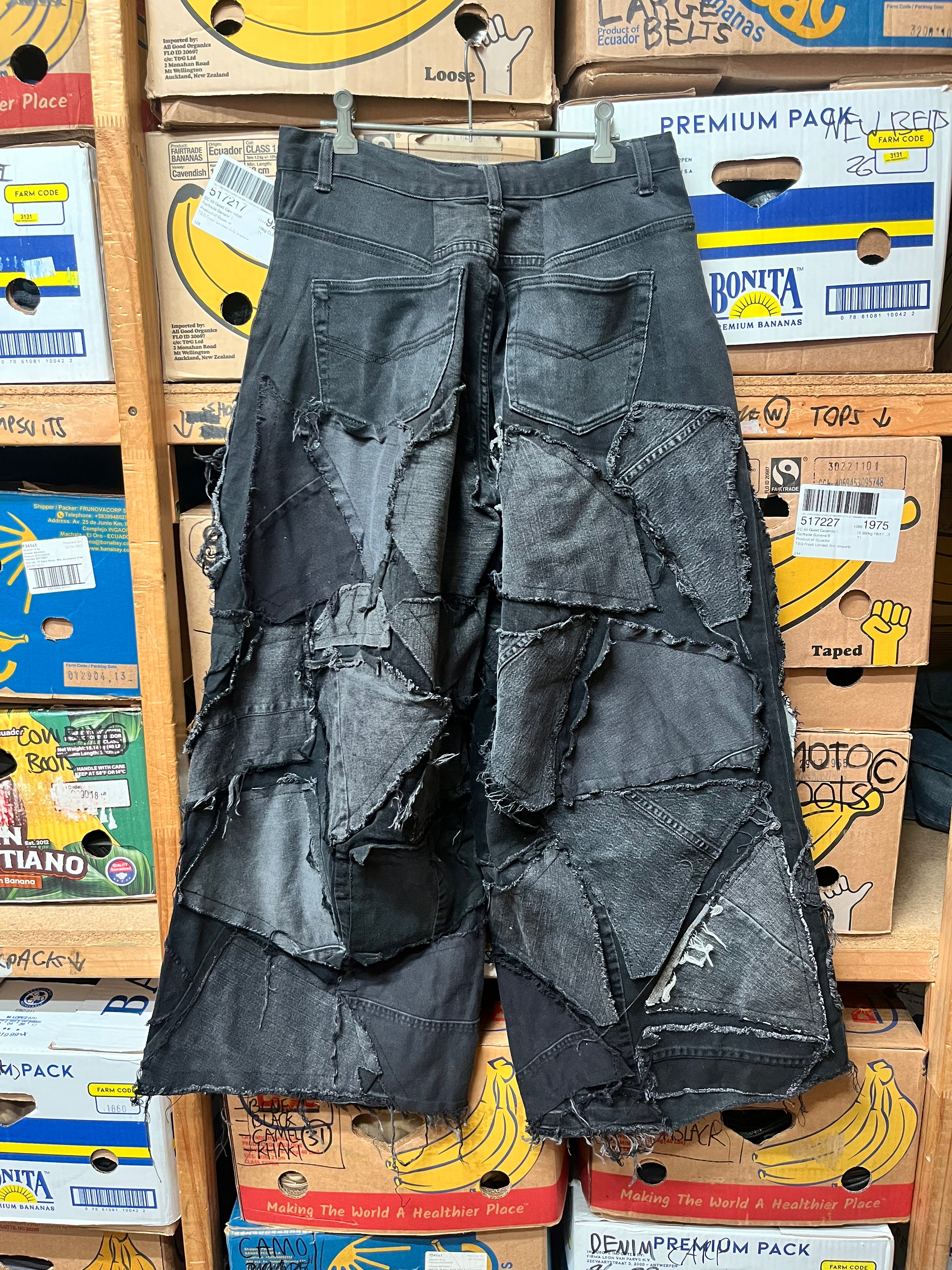 Reworked Patchwork Wide Leg Jeans - Size 31