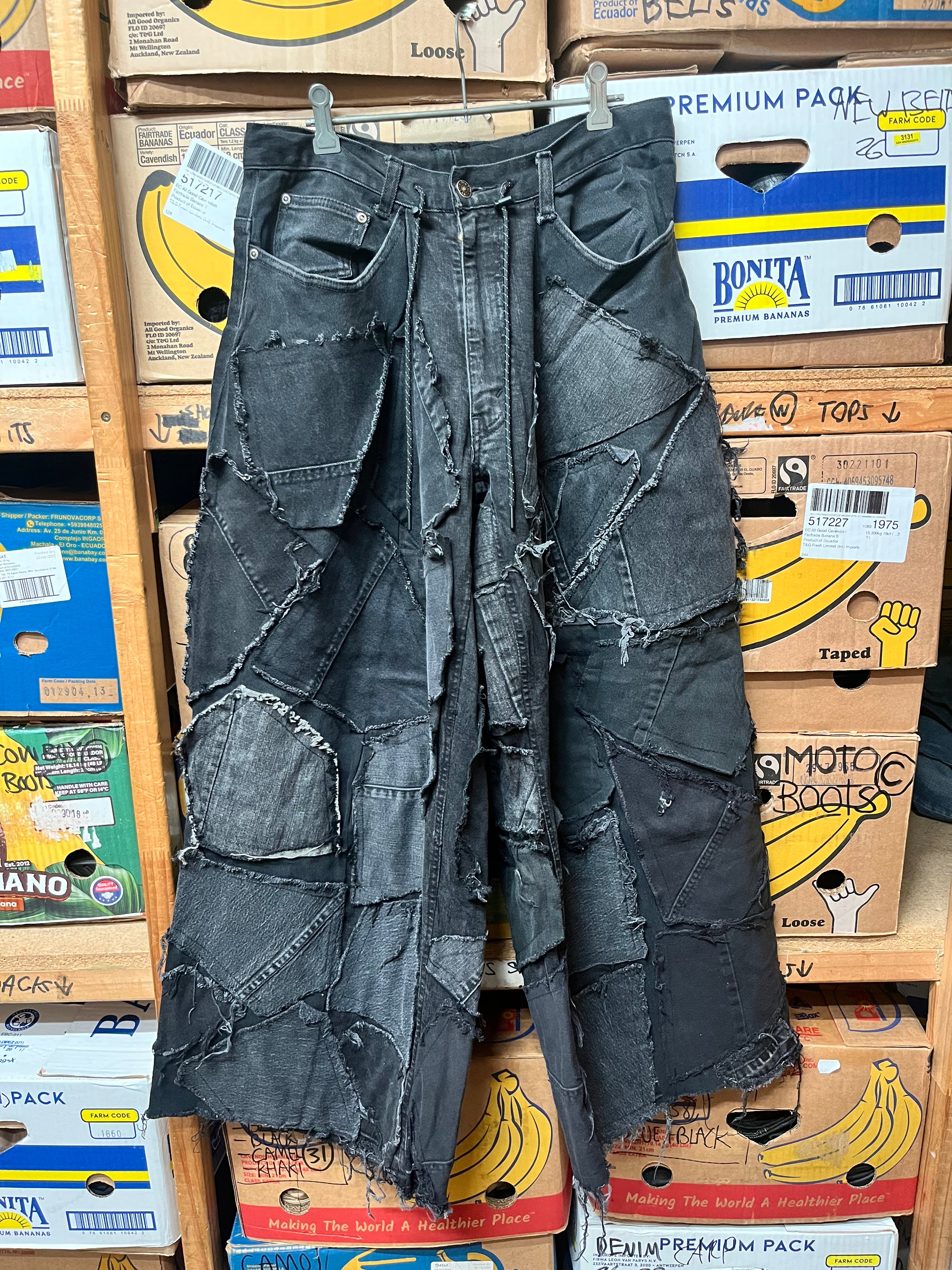Reworked Patchwork Wide Leg Jeans - Size 31