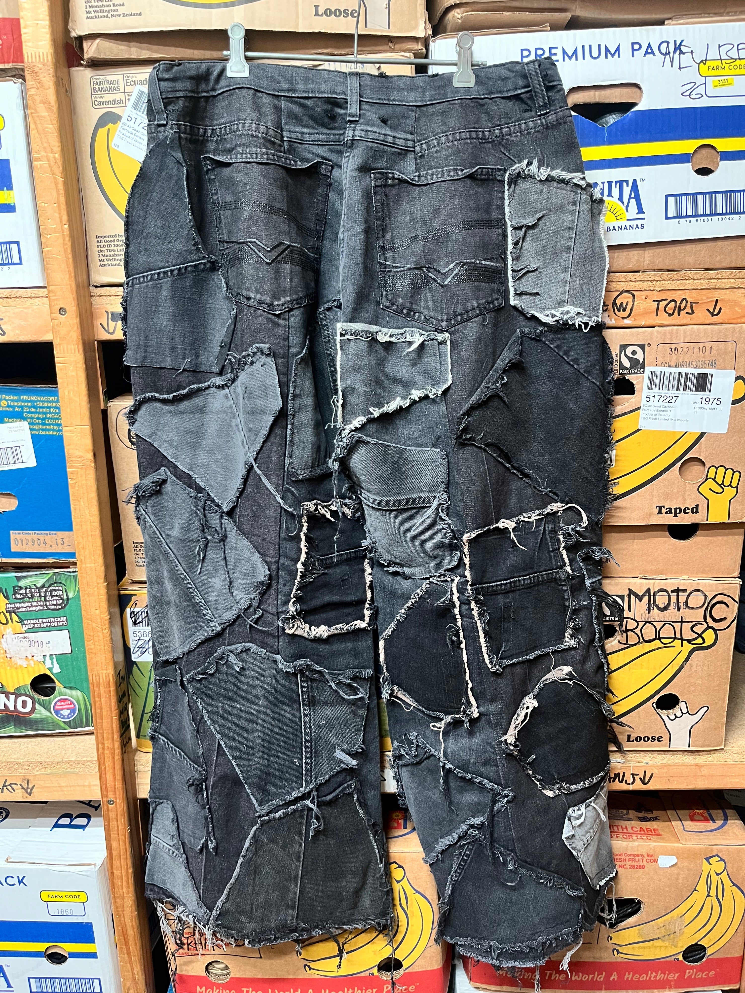 Reworked Patchwork Wide Leg Jeans - Size 36