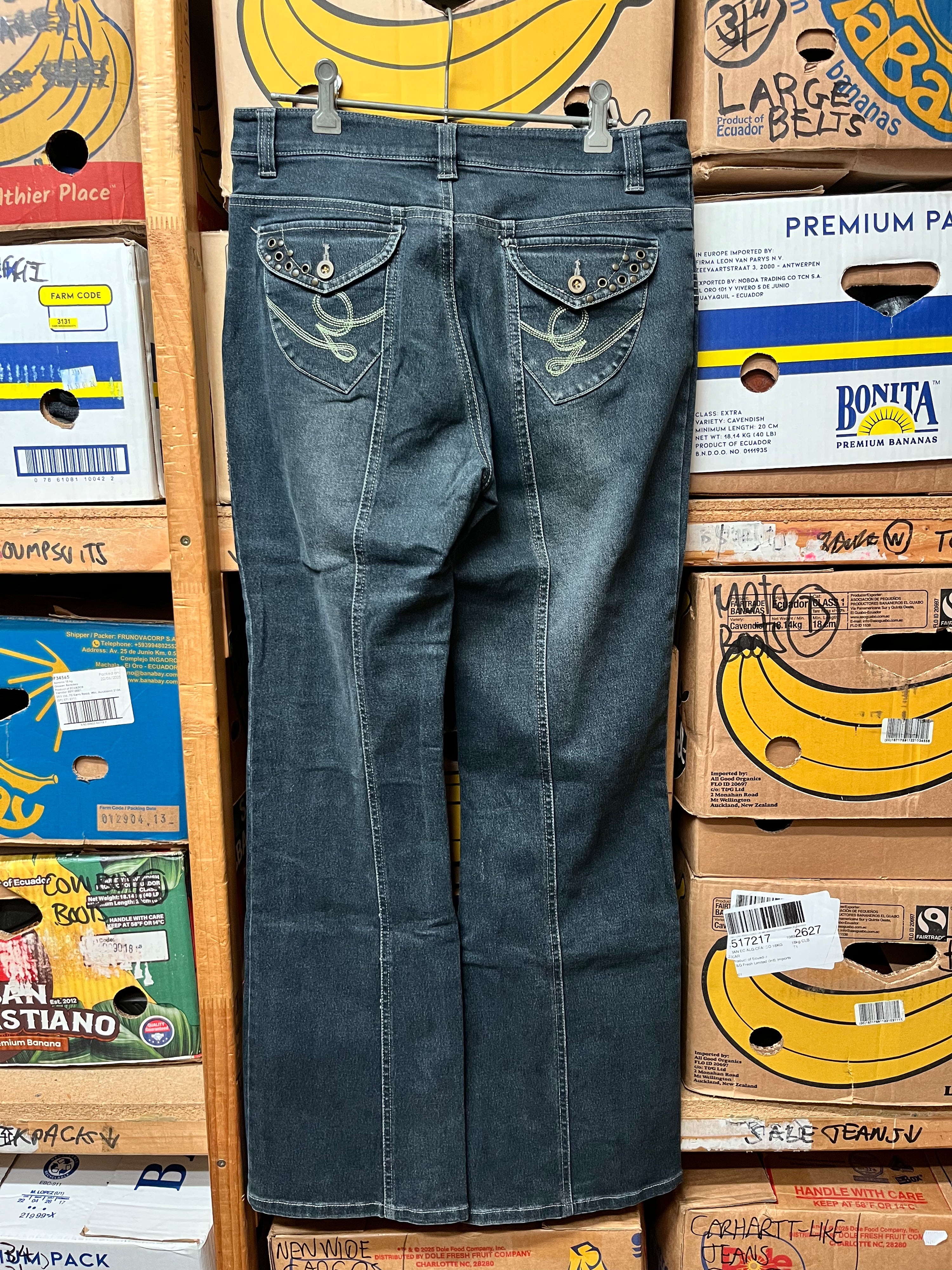Vintage Carouge Studded Flap Pocket Flare Jeans - Size 32