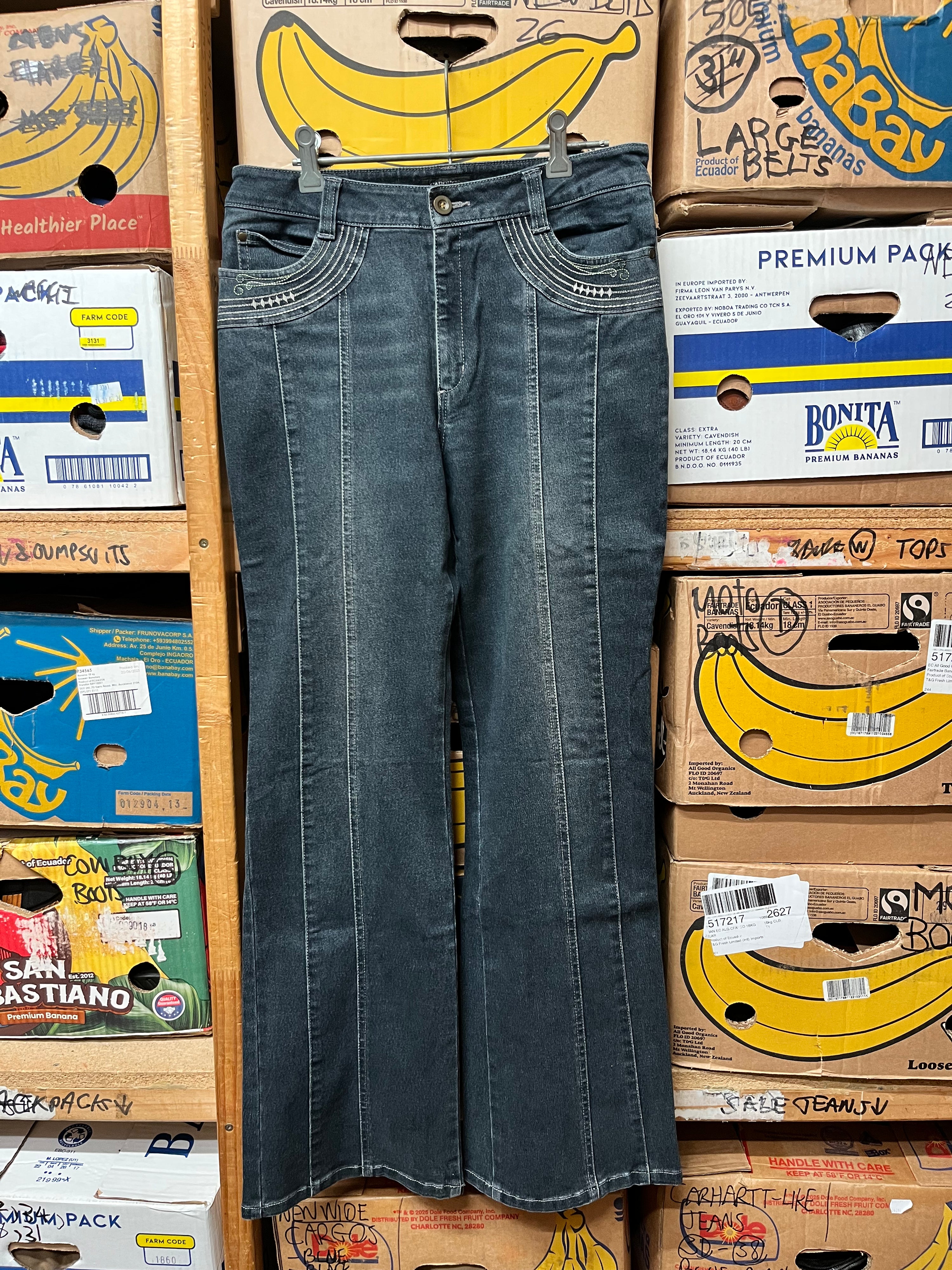 Vintage Carouge Studded Flap Pocket Flare Jeans - Size 32