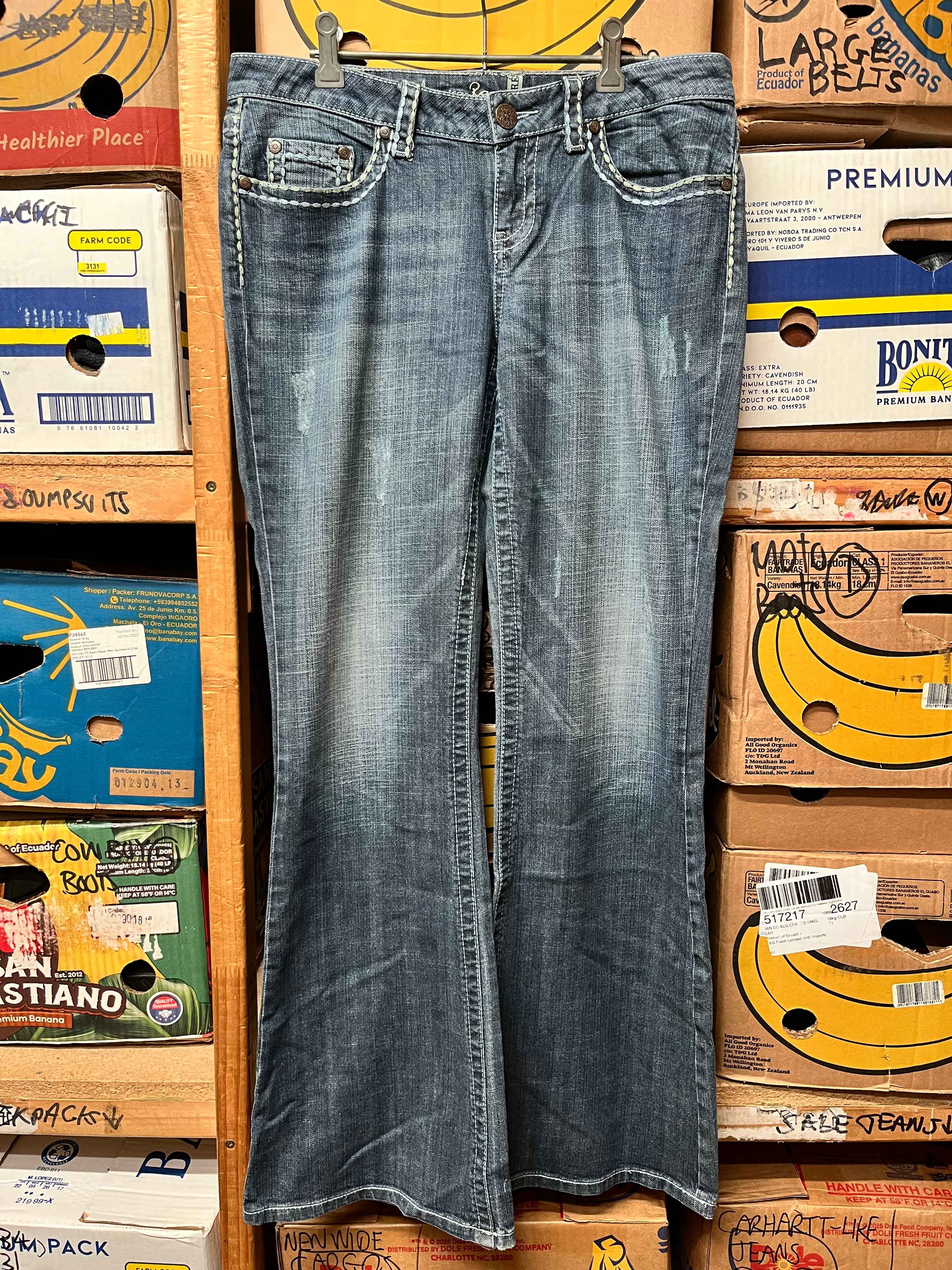 Vintage Thick Stitch Flap Pocket Bootcut Jeans - Size 35