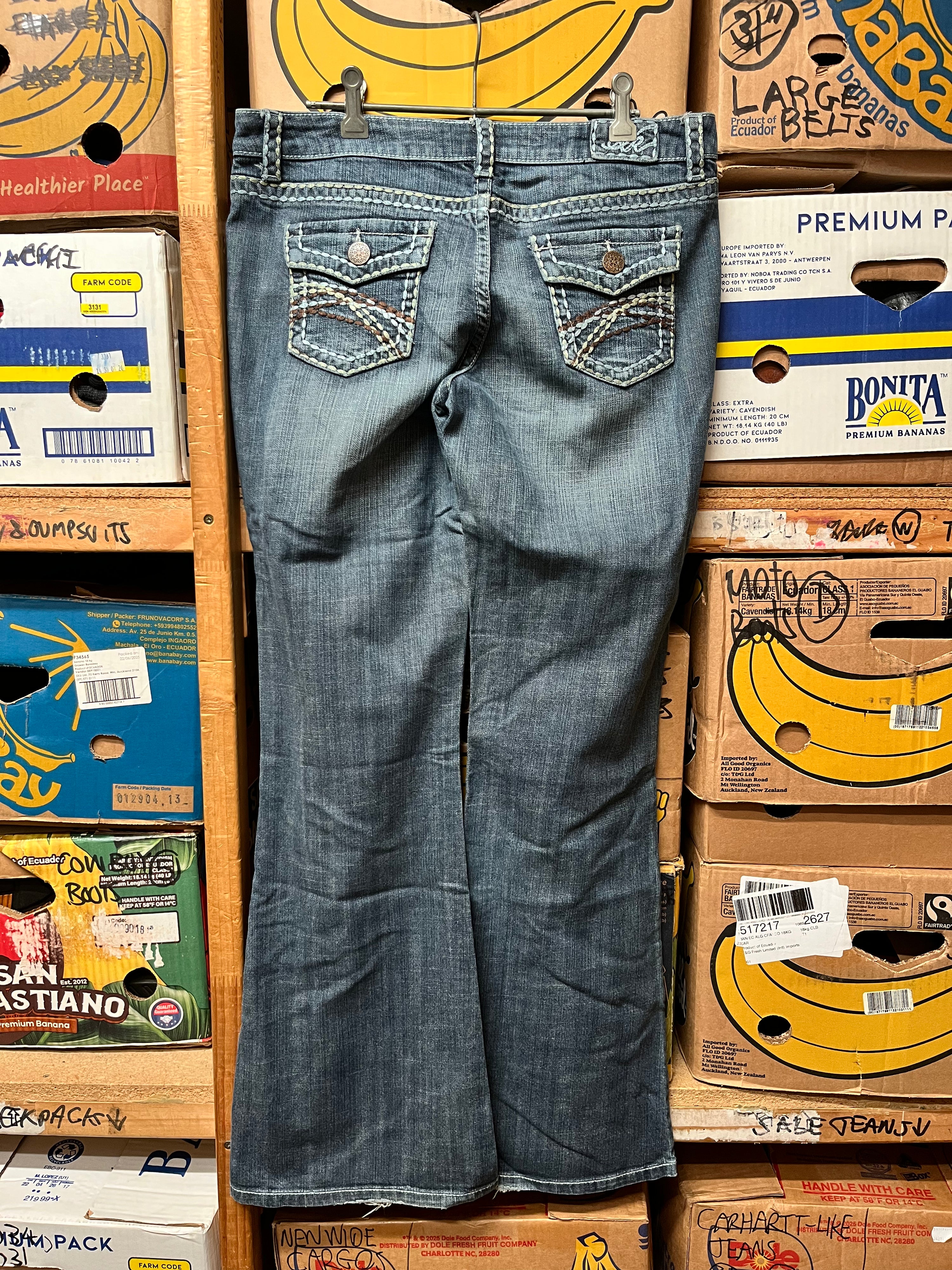 Vintage Thick Stitch Flap Pocket Bootcut Jeans - Size 35